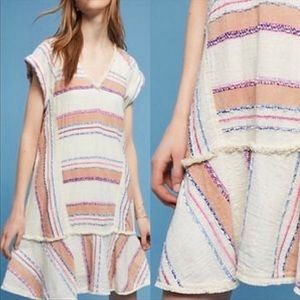 Holding Horses Southwestern Pastel Stripe Fringe Shift Tunic Dress XS